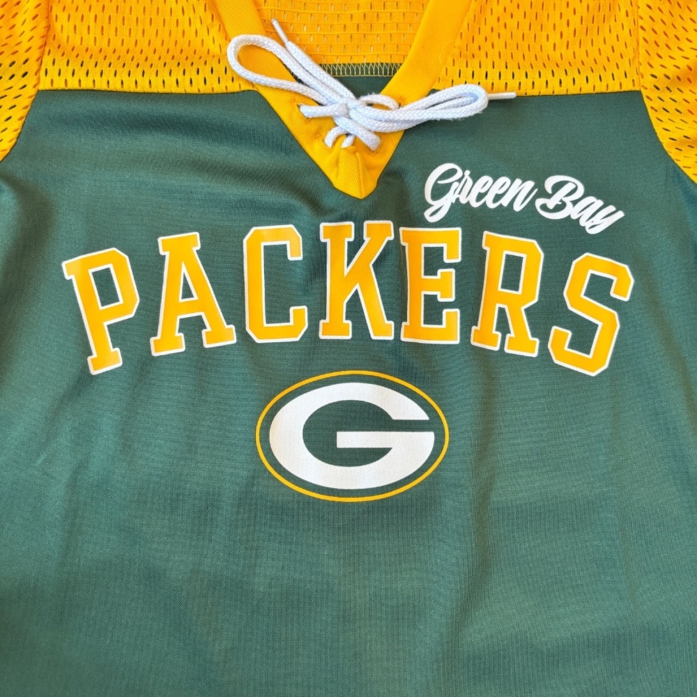 Green Bay Packers Women’s Lace‑Up Mesh‎ Jersey | Size Small | NFL - Picture 5 of 6